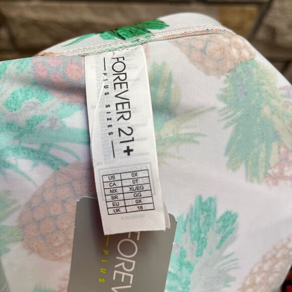 Forever 21 Plus High Waisted Pineapple Print Skirted Swim Bottoms 0x NWT - Picture 4 of 7